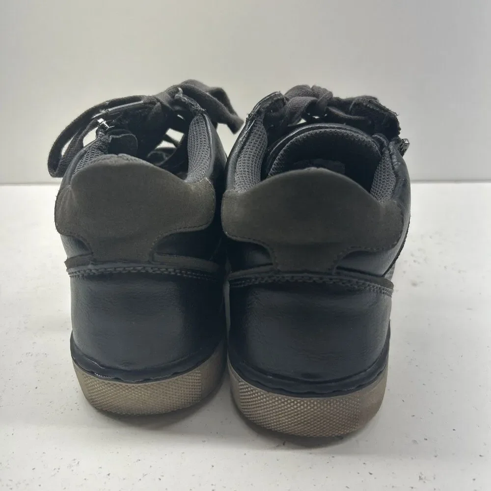 London Underground Men’s Size 8 Black Leather High-top Zip Sneakers